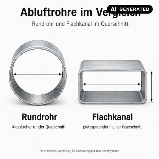 Mauerkasten für Rundrohr und Flachkanal bei einer Dunstabzugshaube