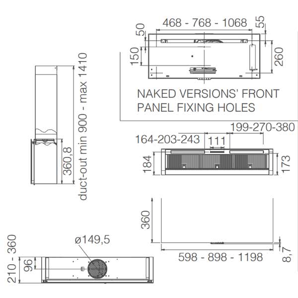 Kamin-Kit Edelstahl für elica Wandhauben