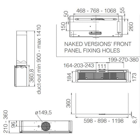 Kamin-Kit Schwarz für elica Wandhauben
