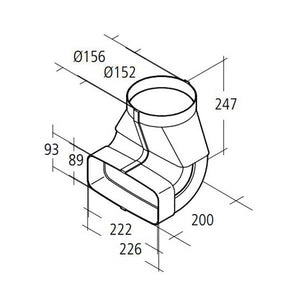 Umlenkstück 90° rund auf rechteckig Kunststoff