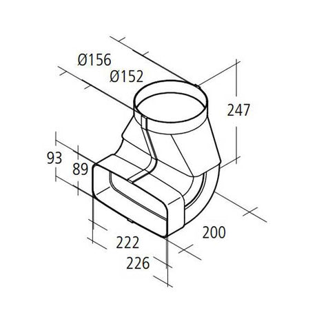 Umlenkstück 90° rund auf rechteckig Kunststoff