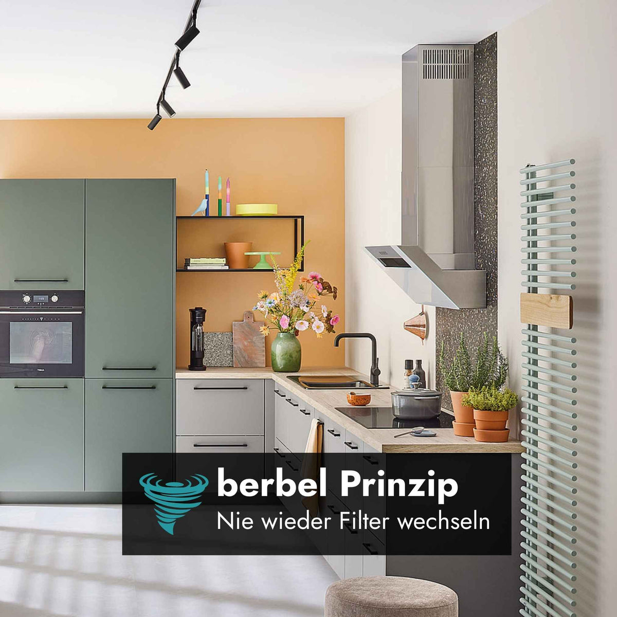 Berbel Ergoline Base BKH EG-B mit Berbel Prinzip für effektive Fettabscheidung ohne klassischen Fettfilter.