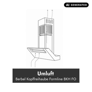 Funktionsschema der Berbel Kopffreihaube Formline BKH FO im Umluftbetrieb mit Luftführung und Umluftfilter.