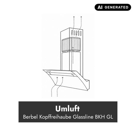 Umluft-Schema der berbel Kopffreihaube Glassline BKH GL mit Filtereinheit und Rückführung der gereinigten Luft in den Raum.