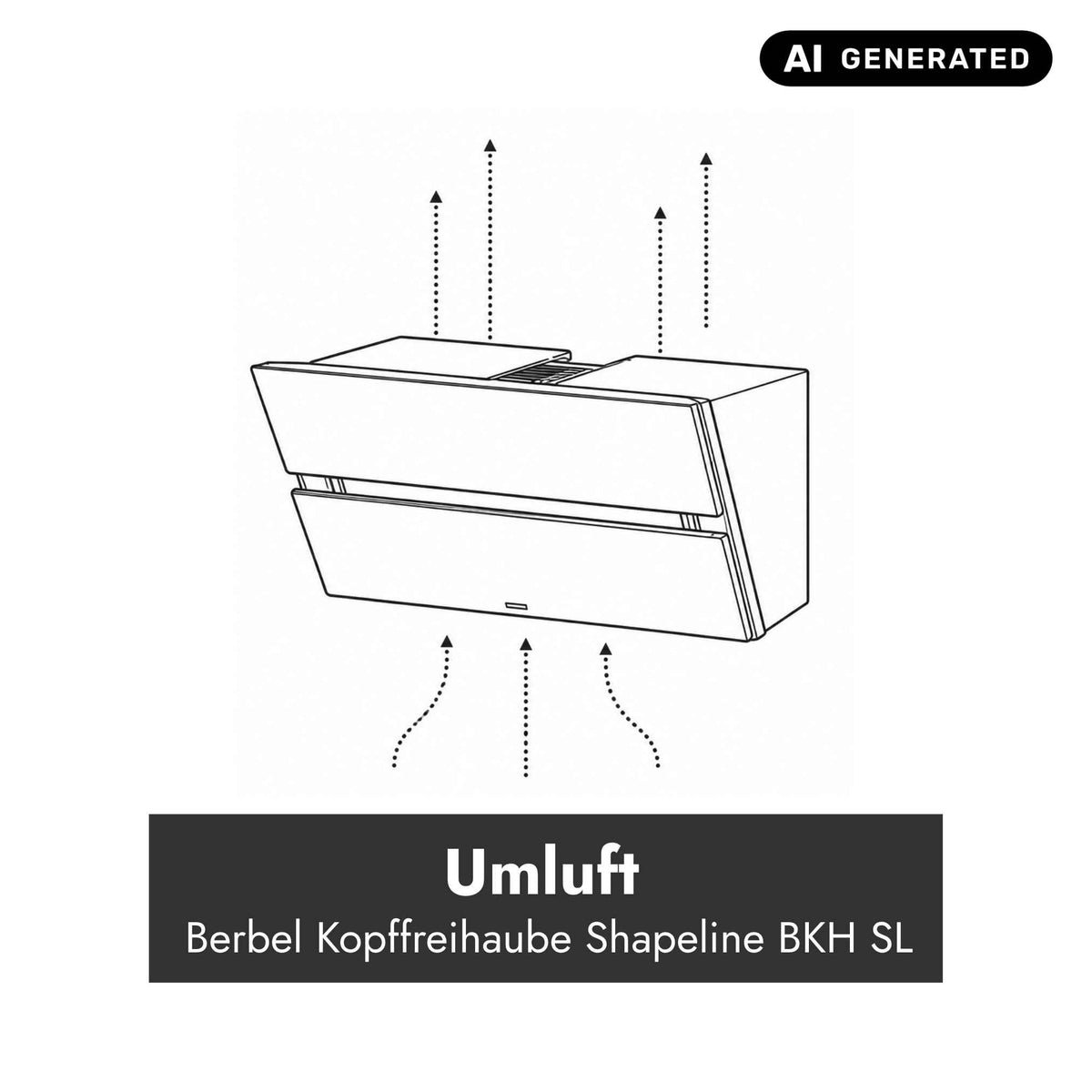 Funktionsschema der Berbel Shapeline BKH SL Kopffreihaube im Umluftbetrieb mit Darstellung der Luftführung.