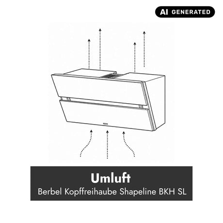 Funktionsschema der Berbel Shapeline BKH SL Kopffreihaube im Umluftbetrieb mit Darstellung der Luftführung.