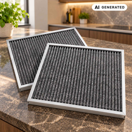 Plissee-Aktivkohlefilter für die Berbel Shapeline BKH SL in moderner Küchenumgebung.