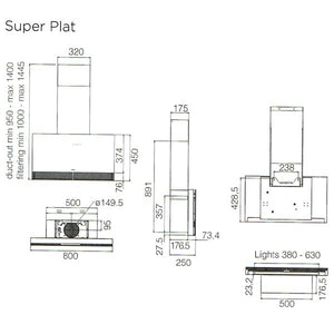 Kamin-Kit Edelstahl für elica Wandhauben