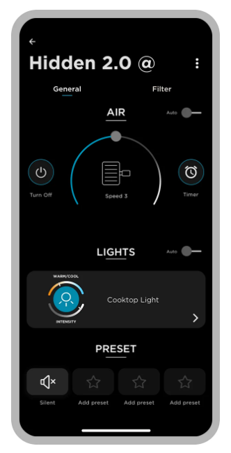 Elica Connect App Steuerung der Hidden 2.0@