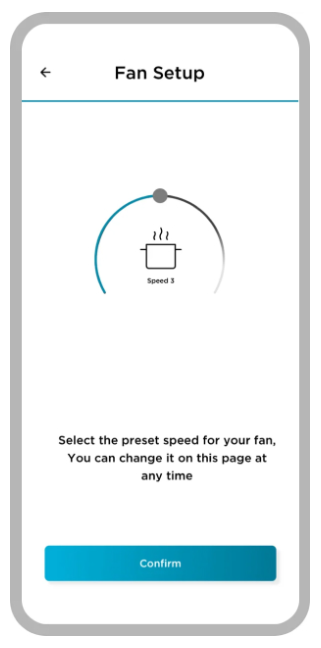 Elica Connect App Steuerung der Stufen