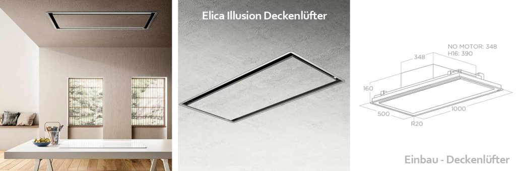 Illusion Deckenlüfter von Elica, Einbau-Deckenlüfter